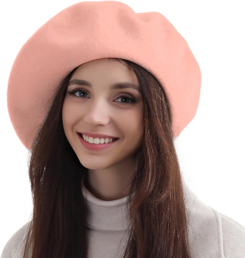 recapitula XXL 100% Wool French White Beret Hats for Women Man Painter hat Classic Painter's Hat Girl Solid Color Classic - Image 1